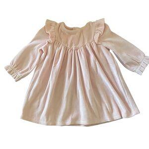 Nordstrom Ruffle Long Sleeve Cotton Blend Velour Dress 9 months